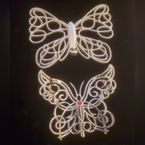 2pc Vintage Neiman Marcus Silver Butterfly Clips. - Picture 5 of 15
